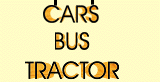 Cars, bus, tractor